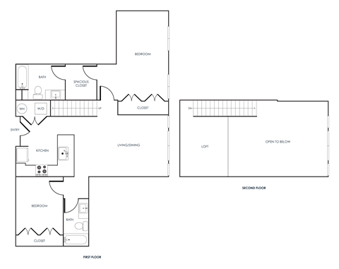 Floor plan for 2 beds, 2 baths, 1314 sqft